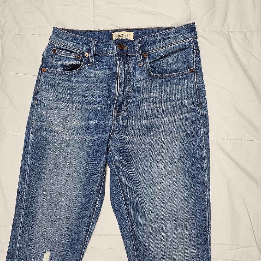 Madewell High Rise Slim Crop Boy Denim Distressed Jeans Women's Size 25 - Picture 5 of 10